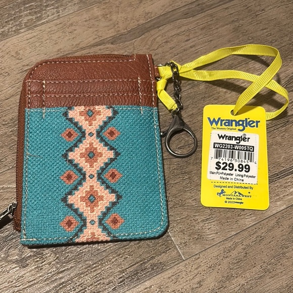 Wrangler By Montana West zipper top,coin,3 card holder,clasp hook/key chain,slim - Picture 1 of 6